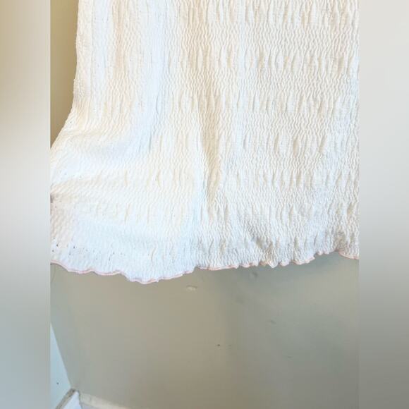 Vintage Y2K white dress 3D appliqué rose lettuce hem 2000s 90s bridal summer S - Picture 4 of 8